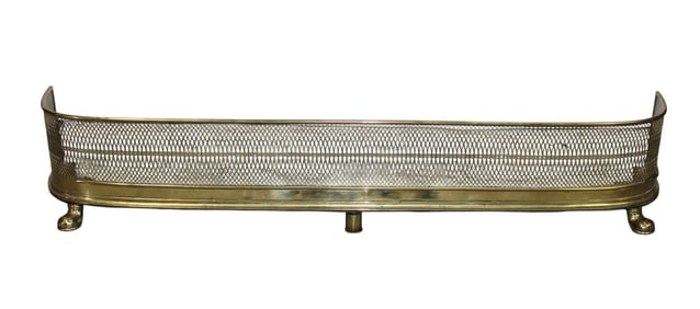 English curved side pierced brass fire fender