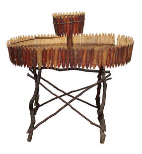 Adirondak twig base 2 tier plant stand: Adirondak twig base 2 tier plant stand. 42"h x 42"w x 24 1/2"d