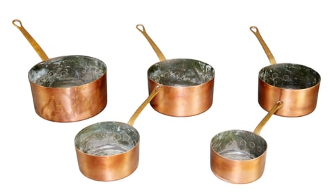 Lot of 5 French copper pots