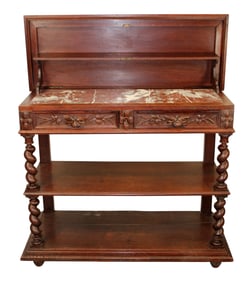 French lift top server in oak with marble top