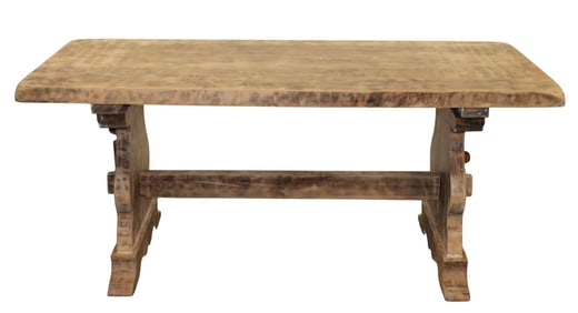 French trestle table in bleached walnut