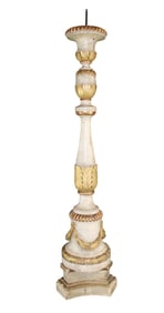 French Louis XVI style carved and painted wooden candle holder