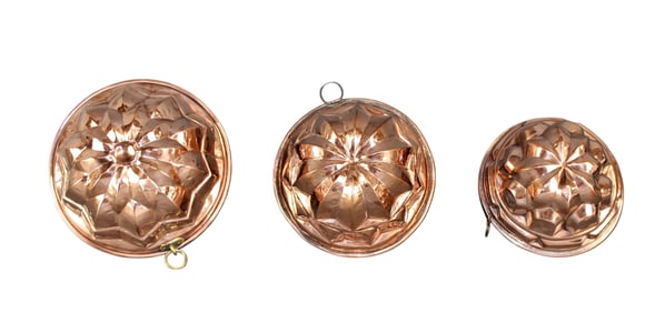 Set of 3 French copper molds