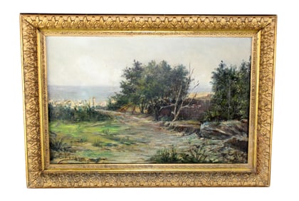 French C. Vives oil on canvas painting landscape- signed l/l