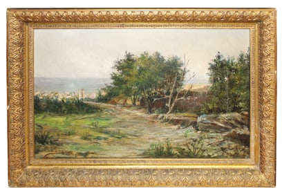 French C. Vives oil on canvas painting landscape- signed l/l