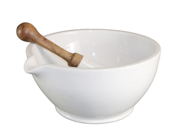 Large French ceramic apothecary mortar and pestle