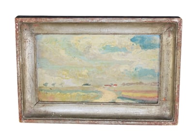 French oil on canvas landscape painting