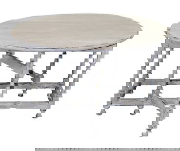 Painted drop side table with drawers: Painted drop side table with drawers. 27 1/2"h x 21"w - 58 1/4"w x 49 1/2"d