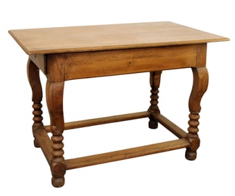 French oak side table on turned legs