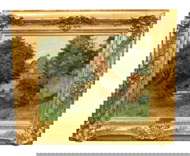 French oil on canvas painting "Le Vieux Mur": French oil on canvas painting "Le Vieux Mur". Signed l/r H. Danger, Mai 1904. Overall: 28 1/2"h x 34"w. Sight: 17 3/4"h x 23"w