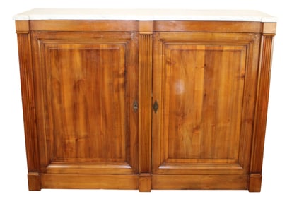 French Maison Jeanselme (unmarked) 2 door buffet cabinet with a marble top