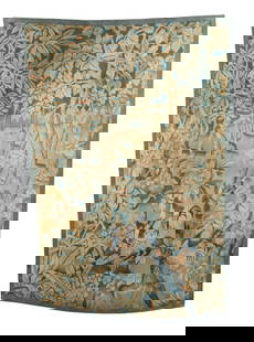 Flemish hand woven verdure tapestry: Flemish hand woven verdure tapestry. 18th century. 69 5/8"h x 47"w