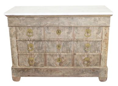 French Louis Philippe bleached walnut marble top commode