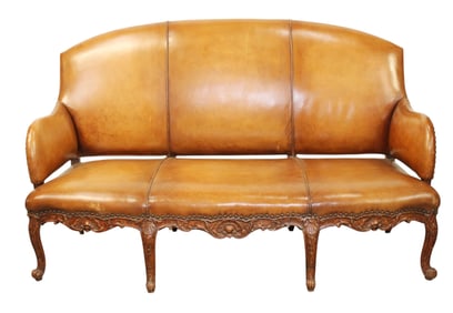 Belgian Louis XV style leather settee