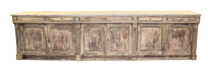 French 6 door enfilade in pine with a rubbed finish