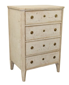Swedish 4 drawer commode in pine with painted finish