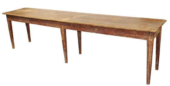 French 6 leg refectory table in pine