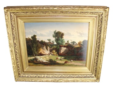 Henri Van Assche oil on board painting of village scene