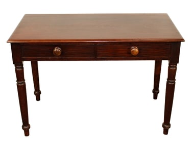 English mahogany bureau plat desk with drawers