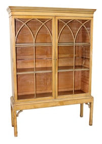 Chippendale style 2 door china cabinet on legs with a painted finish