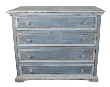Italian 4 drawer painted pine commode