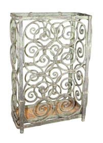 French Art Deco scrolled cast iron umbrella stand