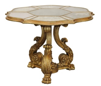 Venetian gilt painted foyer table with mirrored top