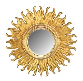 French sunburst mirror with convex glass