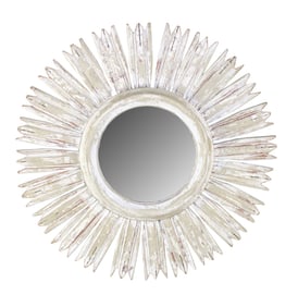 French painted wood sunburst mirror