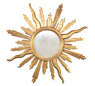 French gilt wood sunburst mirror