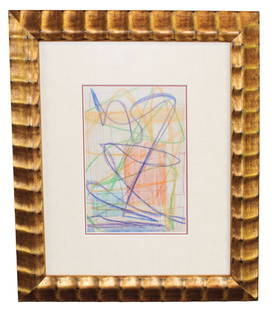Abstract colored pencil drawing on paper: Abstract colored pencil drawing on paper. Overall 20 3/4"h x 17 1/2"w, Sight 16 1/2"h x 13" Weight 5 lbs.