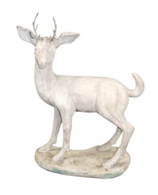 Belgian Faux bois garden sculpture of deer