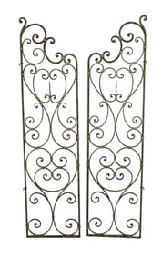 Pair of French scrolled iron garden gates