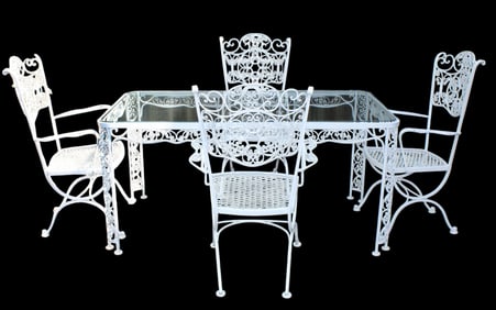 Salterini Iron and glass garden table and chairs