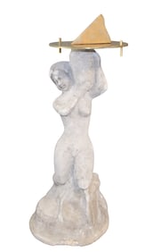 Petite garden sundial with figural base