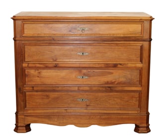 French Louis Philippe 4 drawer commode in walnut with marble top