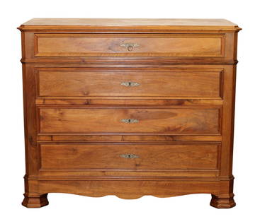 French Louis Philippe 4 drawer commode in walnut with marble top: French Louis Philippe 4 drawer commode in walnut with marble top 39 5/8"h x 46 3/4"w x 21 3/8"d
