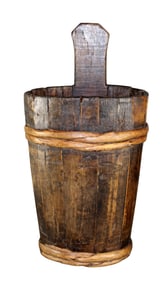 French wooden banded flower bucket