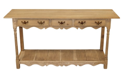 English bleached oak console with drawers