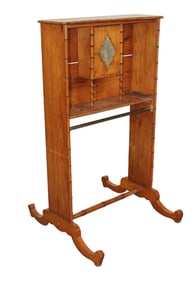 French faux bamboo petit vanity mirror on stand