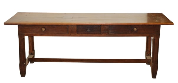 French farmhouse table in oak with slides
