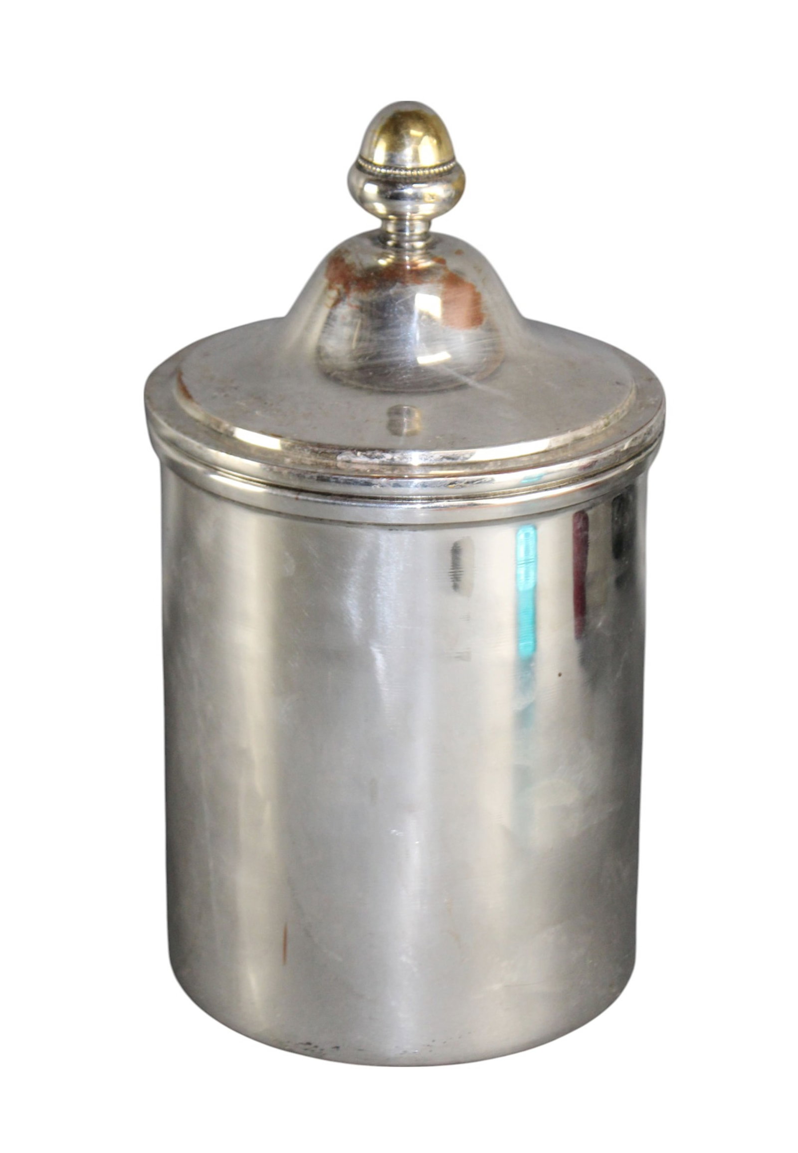 French stainless steel double walled ice bucket: French stainless steel double walled ice bucket with acorn finial. 11 1/2"h x 6" dia. Weight: 3lbs