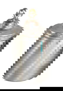 French stainless steel double walled ice bucket: French stainless steel double walled ice bucket with acorn finial. 11 1/2"h x 6" dia. Weight: 3lbs