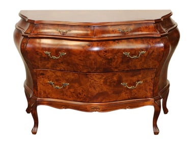 Italian 2 over 2 bombe oyster burl commode