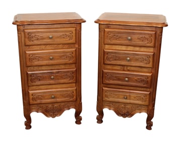 Pair of French Louis XV style 4 drawer side chests