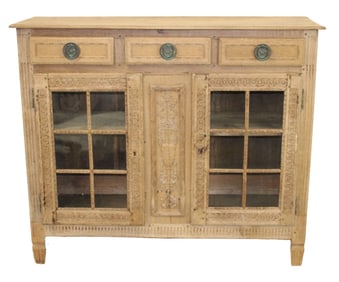 French bleached 2 door cabinet with paned glass doors