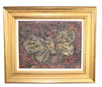 Yamaguchi Takashi oil on canvas painting of a Butterfly