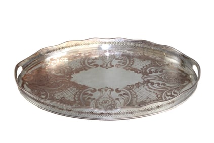 English Cheltenham silverplate oval tray