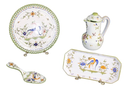 Lot of 4 pieces of French Martre Tolosane Moustier faience
