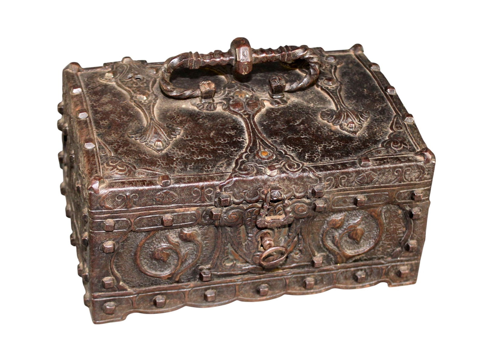French cast iron strong box with key (1 of 8)